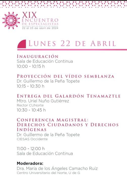 La cita es el lunes  22 de abril a las 10:00 de la mañana, en la Sala de #EducaciónContinua de #CentroUniversitariodelNorte (México 23 Km 191, 46200 Colotlán, Jal.).
También se transmitirá por la página de Facebook deCuNorte
Todos los detalles 👉 bit.ly/49NOQVP