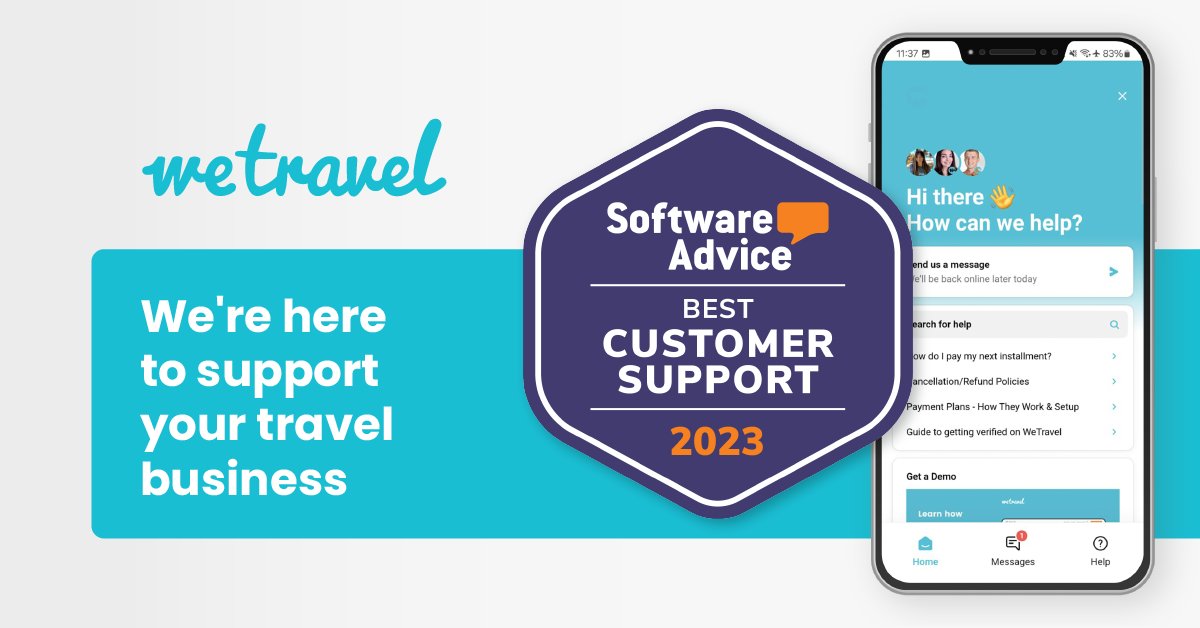 WeTravel (@wetravel) on Twitter photo Award-winning customer support at your service! 🧑💻 Available from 9 AM-5 PM EST, our dedicated team is ready to help WeTravel clients with any inquiries.
📫 Email: info@wetravel.com
📞 WhatsApp: +31647240595 (For travel organizer support)
💻 Live Chat: wetravel.com Award-winning customer support at your service! 🧑💻 Available from 9 AM-5 PM EST, our dedicated team is ready to help WeTravel clients with any inquiries.
📫 Email: info@wetravel.com
📞 WhatsApp: +31647240595 (For travel organizer support)
💻 Live Chat: wetravel.com