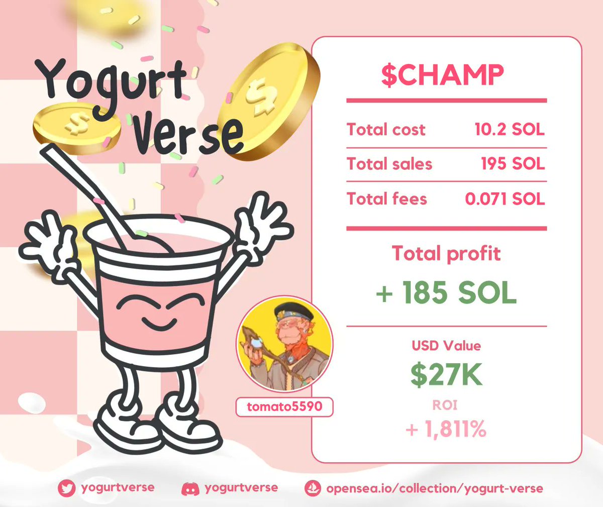 Big fucking W for me, Got in at 20k bc of someone calling it in <a href="/yogurt_eth/">Yogurt</a> private discord. $CHAMP