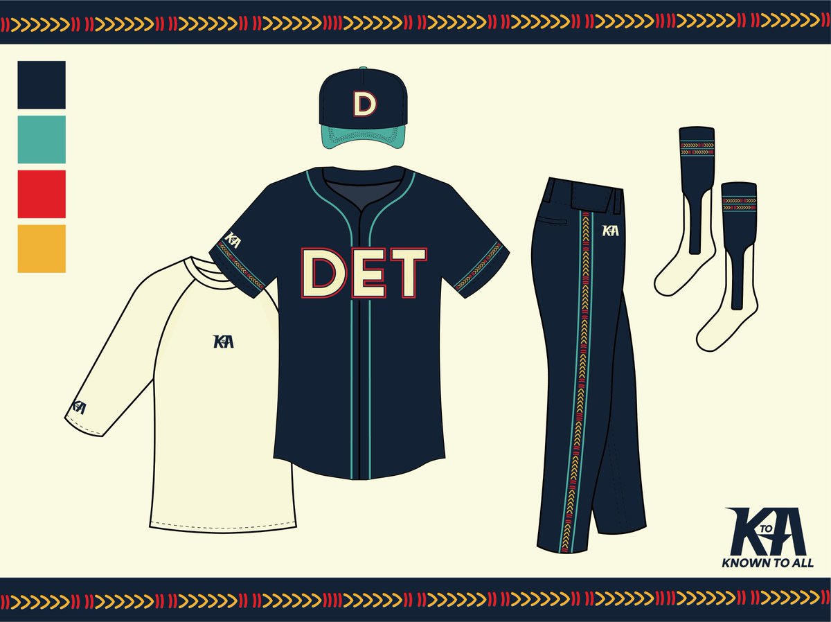 ABreedz's tweet photo. No idea what to expect from the Tigers for their City Connect unis, but if it was up to me they would look a little something like this. I think the colors and patterns play here, but if you're a traditionalist avert your eyes! Paying homage to one of my fav Detroit landmarks. https://t.co/emOPPXXR91