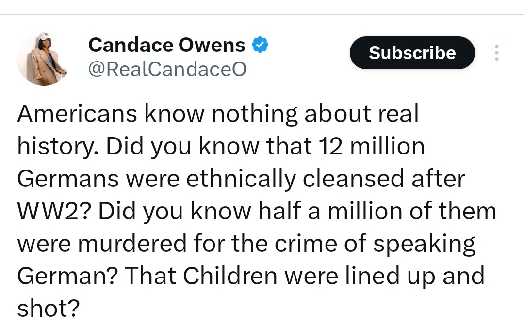 DrEliDavid's tweet photo. Germans were the real victims of WW2, according to Candace Owens 🤡 https://t.co/IMC78iEiaw