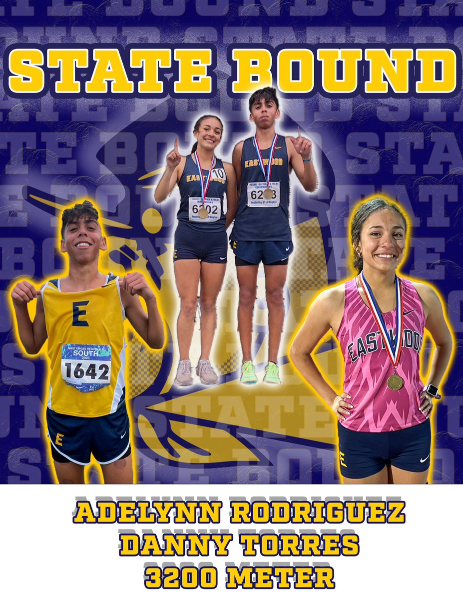 Congratulations to Adelynn Rodriguez and Danny Torres for punching their tickets to the UIL State Track and Field Meet in Austin, TX. @EastwoodTrack | @EHSCoachLopez | @EastwoodHQ