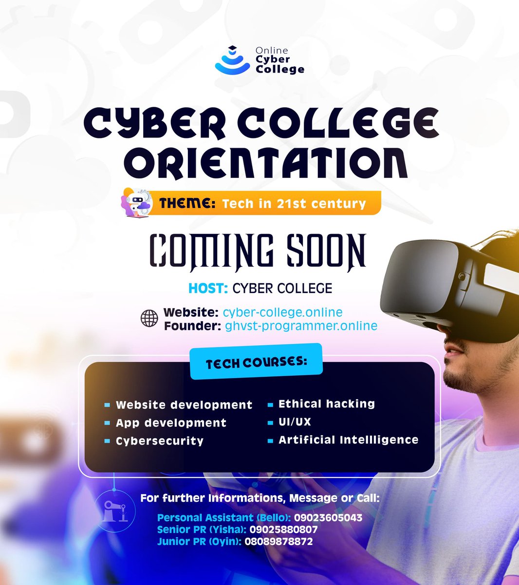 cybercollege_'s tweet photo. TECH ORIENTATION EVENT COMING UP SOON  🔥

HOST: CYBER COLLEGE 💻

LEARN TECH, BUILD &amp; EARN 💸 https://t.co/tXQRa6nWzg