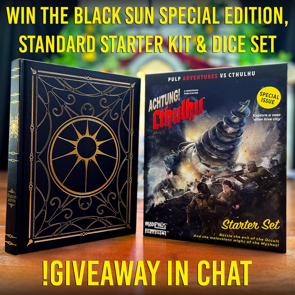 Mystery &amp; mayhem awaits in Achtung! Cthulhu, thanks to the <a href="/Modiphius/">Modiphius</a> crew!
Join our stream to take part in our special giveaway!

Grab the Achtung! Cthulu starter kit &amp; use code HIGHROLLERS for a 1/3rd off (for 24hrs!)
 🔗achtungcthulhu.com 
💜twitch.tv/highrollersdnd #ad