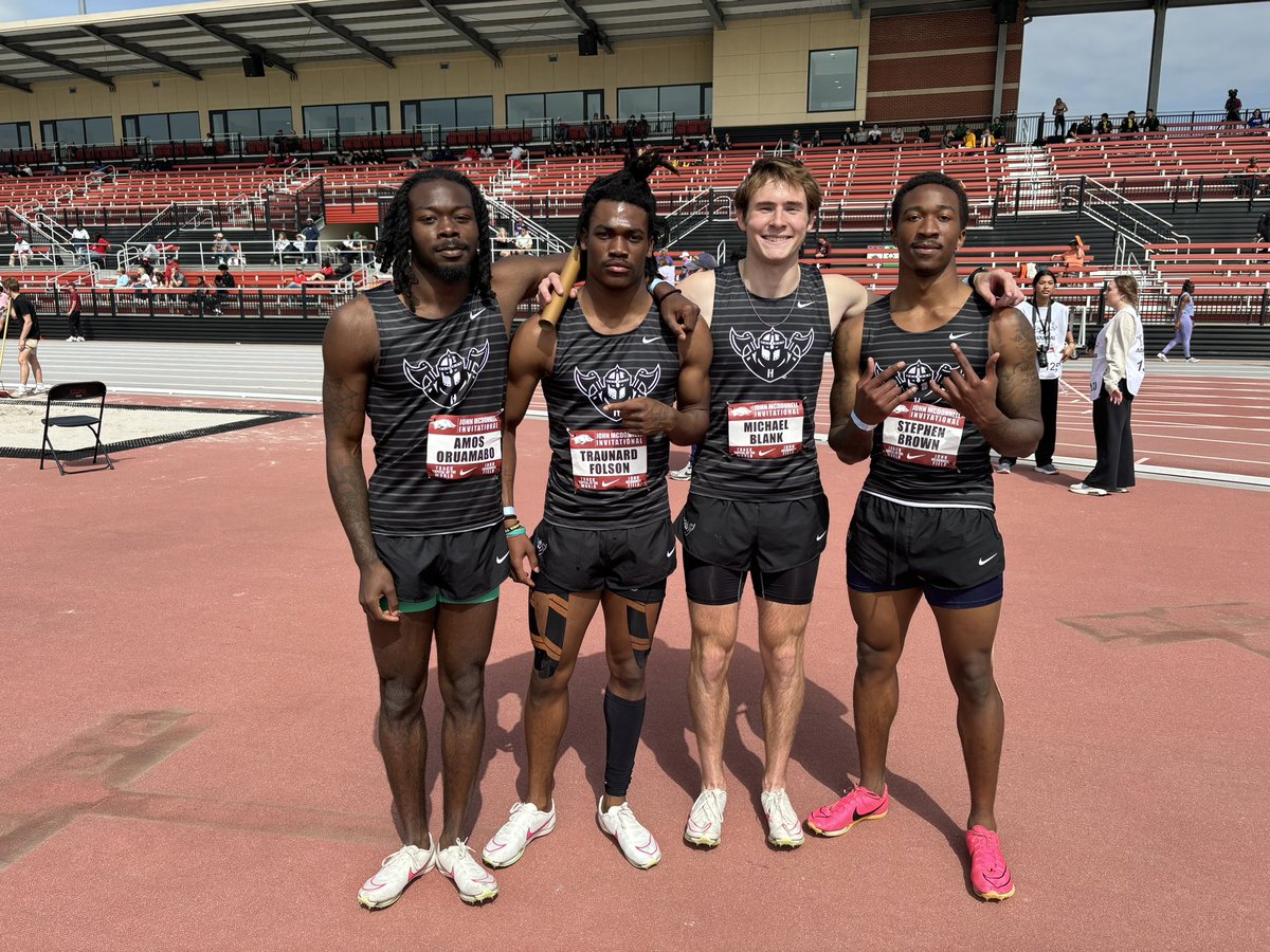 3️⃣9️⃣.6️⃣1️⃣- SCHOOL RECORD 👀 The men’s 4x100m (Brown-Folson-Oruamabo-Blank) break the Indian Hills school record, running the NJCAA #2 mark!