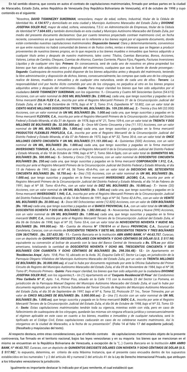 WilsonGomezGB's tweet photo. Sentencia N° 00092 del 11/04/2024 Sala Político-Administrativa @TSJ_Venezuela EL PODER JUDICIAL VENEZOLANO TIENE JURISDICCIÓN para decidir la demanda de “NULIDAD DE CONTRATO DE CAPITULACIONES MATRIMONIALES”. Ambas partes se encuentran domiciliadas en EEUU
https://t.co/RQwqnhB0LE https://t.co/f0gnHjQwJX