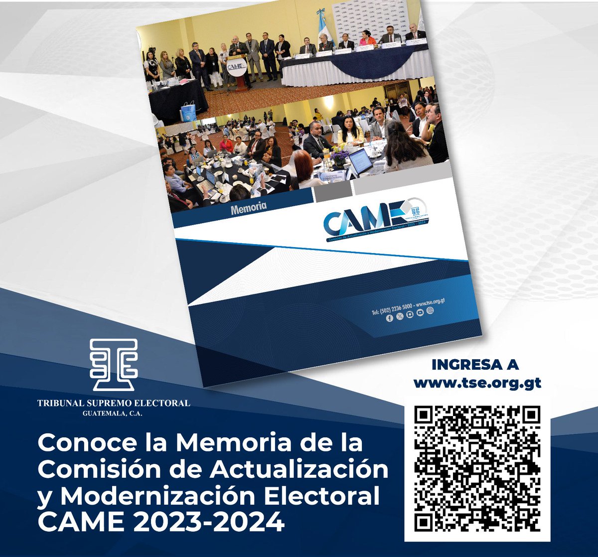 Ingresa a la página web del #TSEGuatemala para conocer la memoria de la #CAME2024

💻📲 Accede a través del QR o en el siguiente enlace:
tse.org.gt/index.php/comu…
