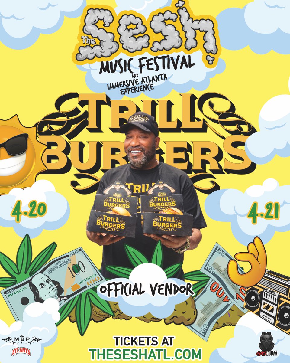 Trill Burgers will be at The Sesh for 4/20, we will be serving America’s Best Burger from 2 p.m - 12 am, @BunBTrillOG will be performing live , Burgers are first come first serve, so be early or miss out! See you tomorrow in ATL!