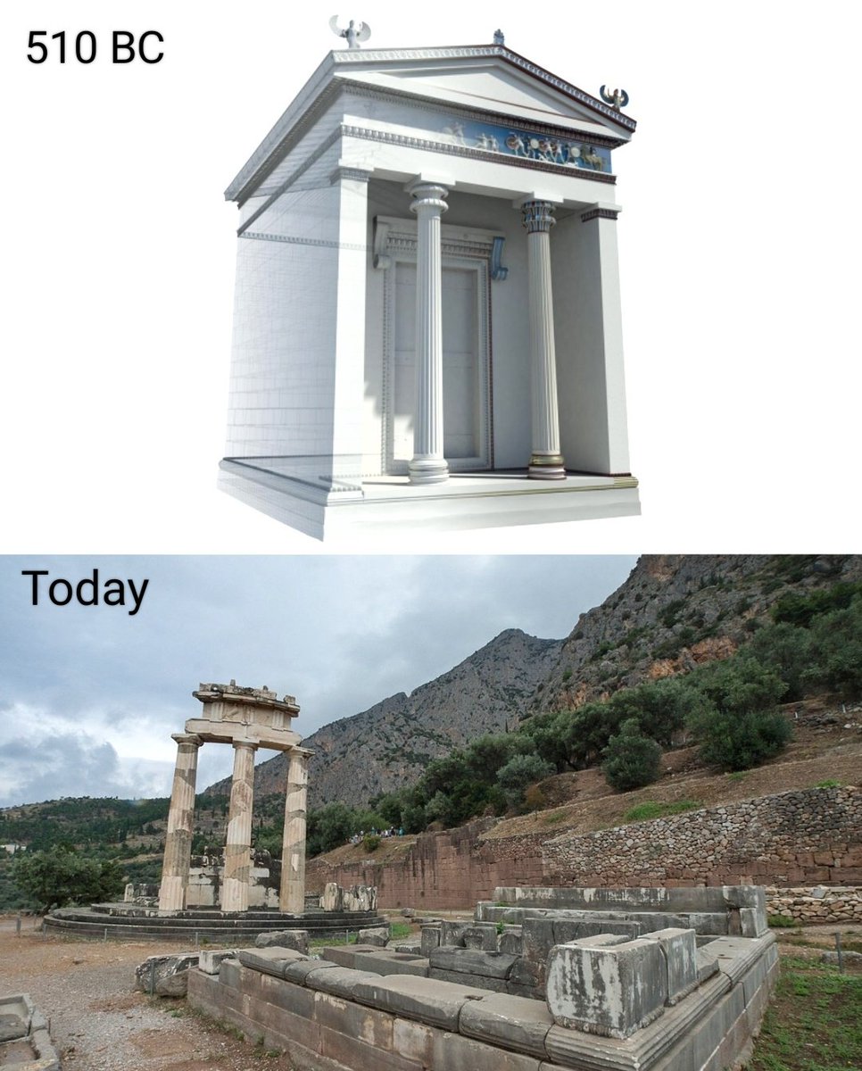 The Treasury of Massalia (Marseille) at Delphi.

Erected within the Sanctuary of Athena Pronaea, side to side with the Doric Treasury. It had two columns on the facade, decorated with Aeolian capitals. The Ionian frieze depicted an Amazonomachy and a Centauromachy.