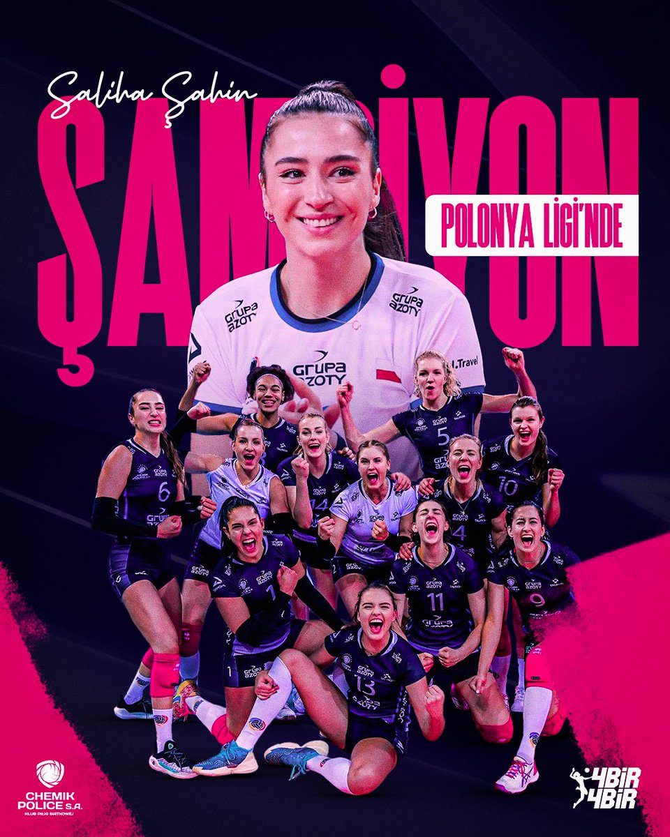 🤩 𝐒̧𝐀𝐌𝐏𝐈̇𝐘𝐎𝐍 𝐒𝐀𝐋𝐈̇𝐇𝐀 𝐒̧𝐀𝐇𝐈̇𝐍! 

🇵🇱 Chemik Police, final serisinde durumu 3-0’a getirdi ve Polonya Ligi’nde şampiyonluğunu ilan etti!

🔵⚪️ Chemik Police 3 - 1 Rzeszow 🔴⚪️

🏐 20-25
🏐 25-18
🏐 25-16
🏐 25-23 

🔥 Saliha Şahin, ikinci setinde dahil olduğu maçı…