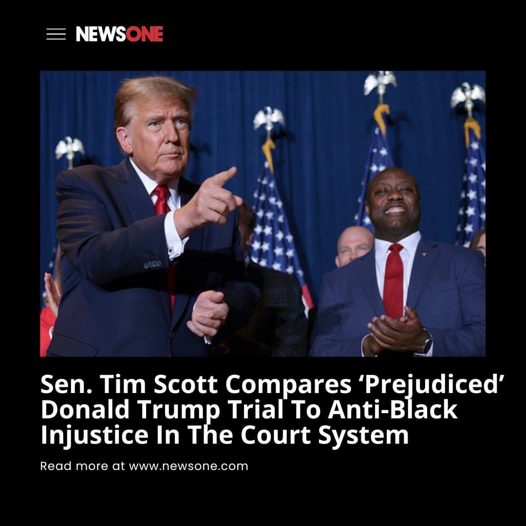 🤨 🤦🏾‍♂️#TimScott compared #DonaldTrump's #fraud trial to #racism against Black people in the American justice system.
bit.ly/49PTnra