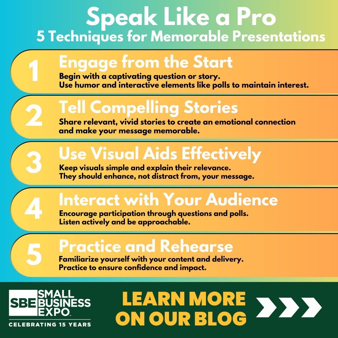 Elevate your presentations with these 5 expert tips for captivating and connecting with your audience! From starting strong to using engaging visuals, master the art of business speaking. #smallbusiness Visit our blog for more #smallbusiness insights hubs.li/Q02twrm40