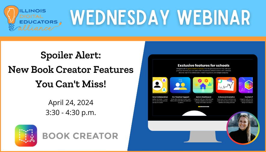 We've partnered up with @ideaillinois for an exclusive sneak peek at our NEW updates! Join @BookCreator_Cat next Wednesday and prepare to be amazed with central libraries, LMS integration + more. 🎊 IL educators can earn 1 PDH for attending 🎊 Register: hubs.la/Q02tlvqB0