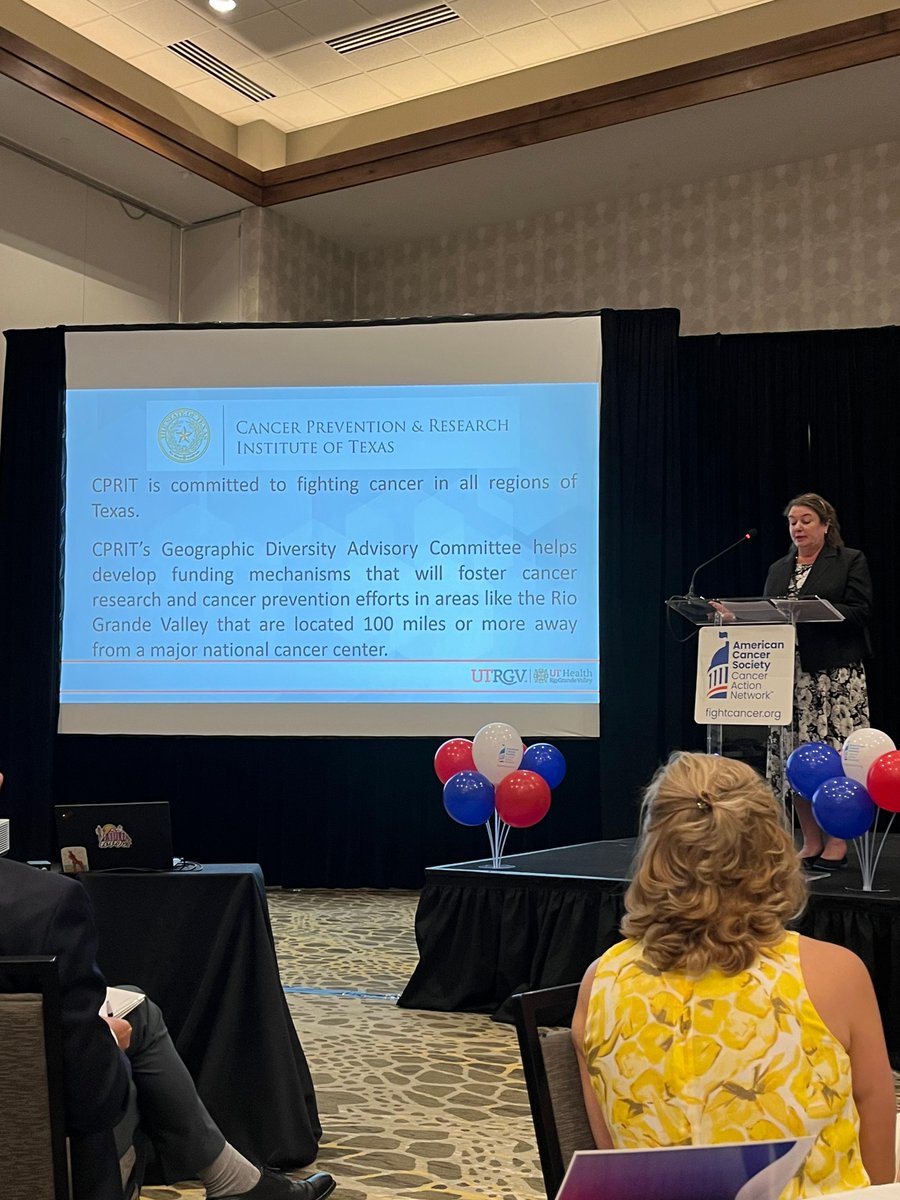 Dr. Williams-Blangero, Chair of the Department of Human Genetics @UTRGV and Chair of #CPRIT's Geographic Diversity Advisory Committee, presented on Lower Rio Grande Valley Cancer Incidences & Mortality at the @ACSCAN RGV Health Equity Breakfast in Harlingen. #TexansConquerCancer