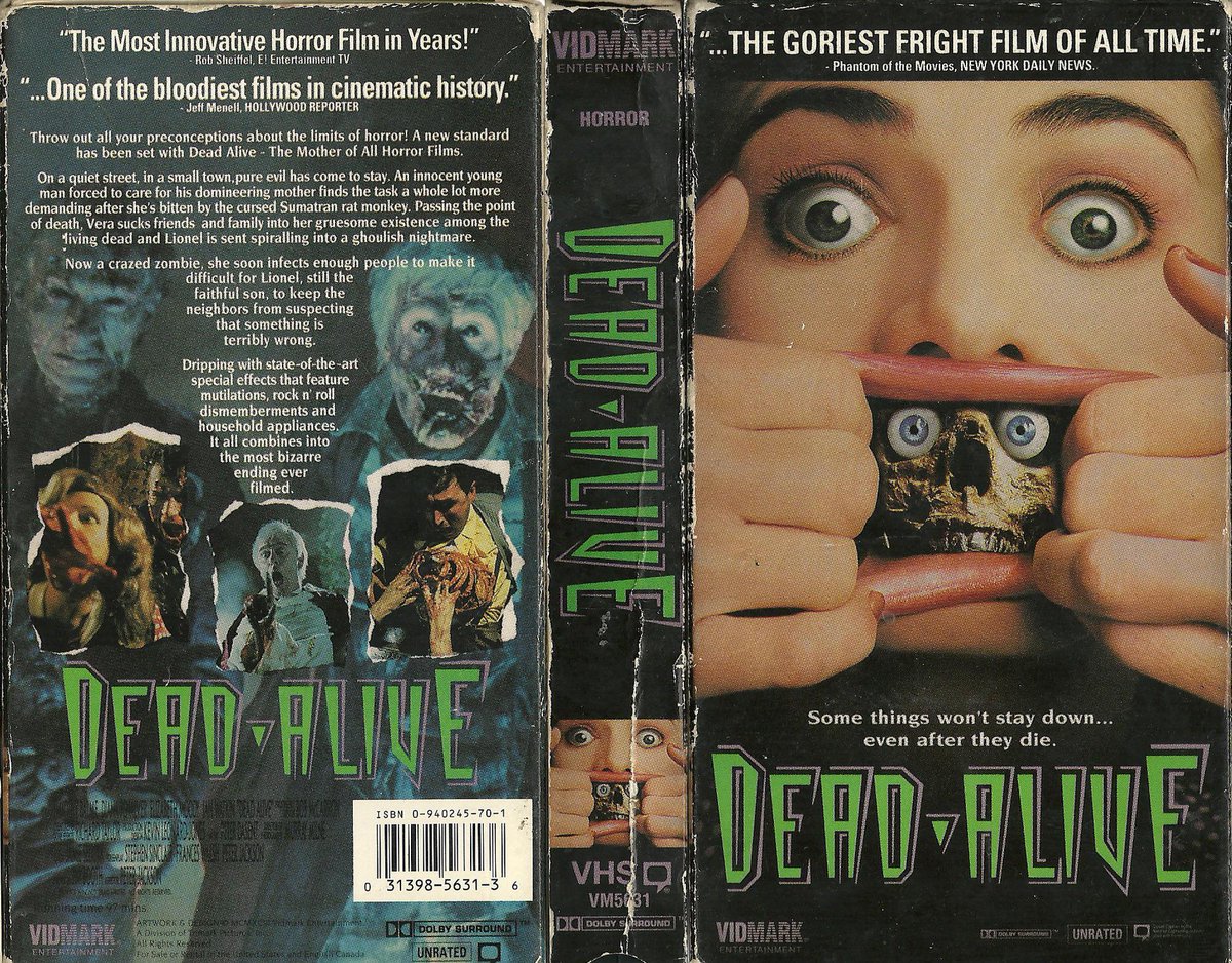 As a kid, every time I stepped into a video rental store, the box cover for DEAD ALIVE stood out and I always had to pick it up just because. I love the movie but the box art had me in a trance every single time.