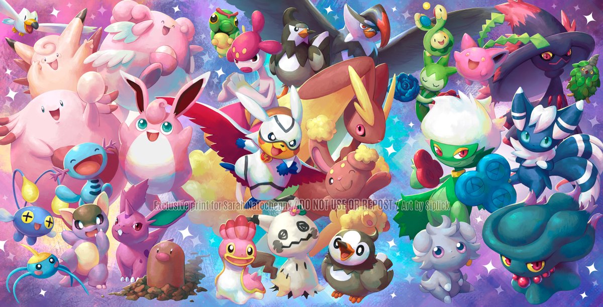 I'm beyond excited to share this commission I did for @sarahnatochenny featuring all the Pokémon she's voiced in the past 18 years 💖 You'll be able to grab each of the 3 parts as 11x17' prints at Sarah's future con appearances - and ofc get them signed by her! Don't miss it!