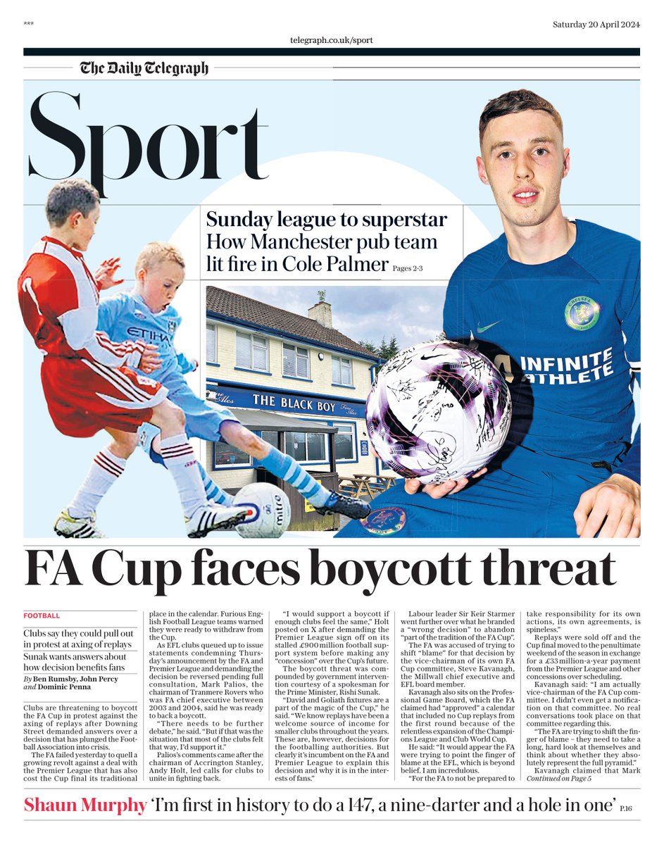 Telegraph Sport: FA Cup faces boycott threat  #TomorrowsPapersToday