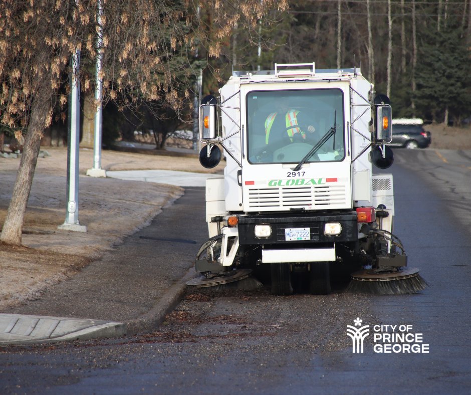 Coming soon to a street near you in #CityofPG... We're officially done sweeping in areas 6 (Heritage/Foothills) and 7 (Westwood, Pinecone, Pinewood) and are moving on to area 1 (Millar Addition, VLA, South Fort George). Check out the schedule: princegeorge.ca/street-sweeping