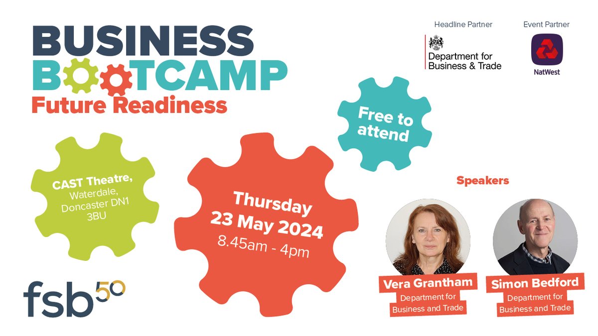 📣 New speaker announcement...

🎤 Simon Bedford, International Trade Adviser & Vera Grantham, UK Export Academy Adviser from Department for Business and Trade. Join Simon and Vera on 23 May as they share their expertise on future markets 🔮

go.fsb.org.uk/3RNDnjs #FSBBootcamp