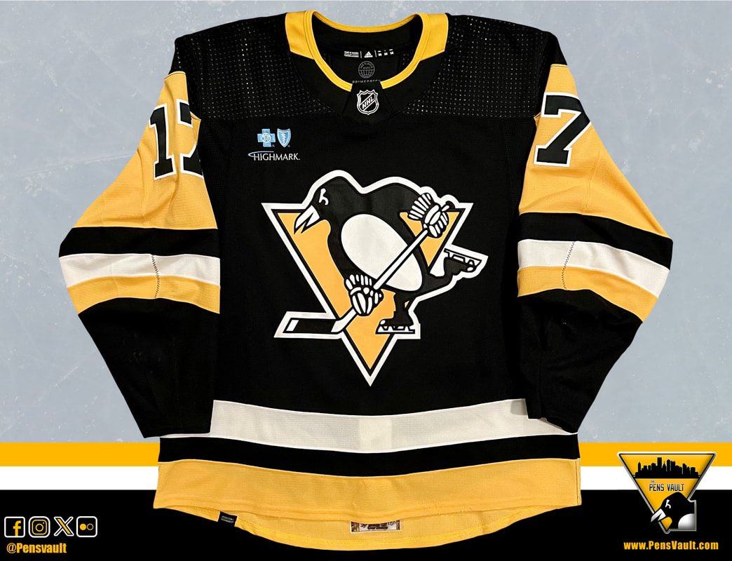 PensVault's tweet photo. Bryan Rust 2023-24 “Shirts Off Our Backs” Set Game Worn Jersey

@rustyyy_92 Wore this jersey on 4/15 vs Nashville. He picked up 1 assist on Crosby’s 1st period goal. The assist was Rust’s 200th of his NHL career. #LetsGoPens https://t.co/SrJvIPA8iG