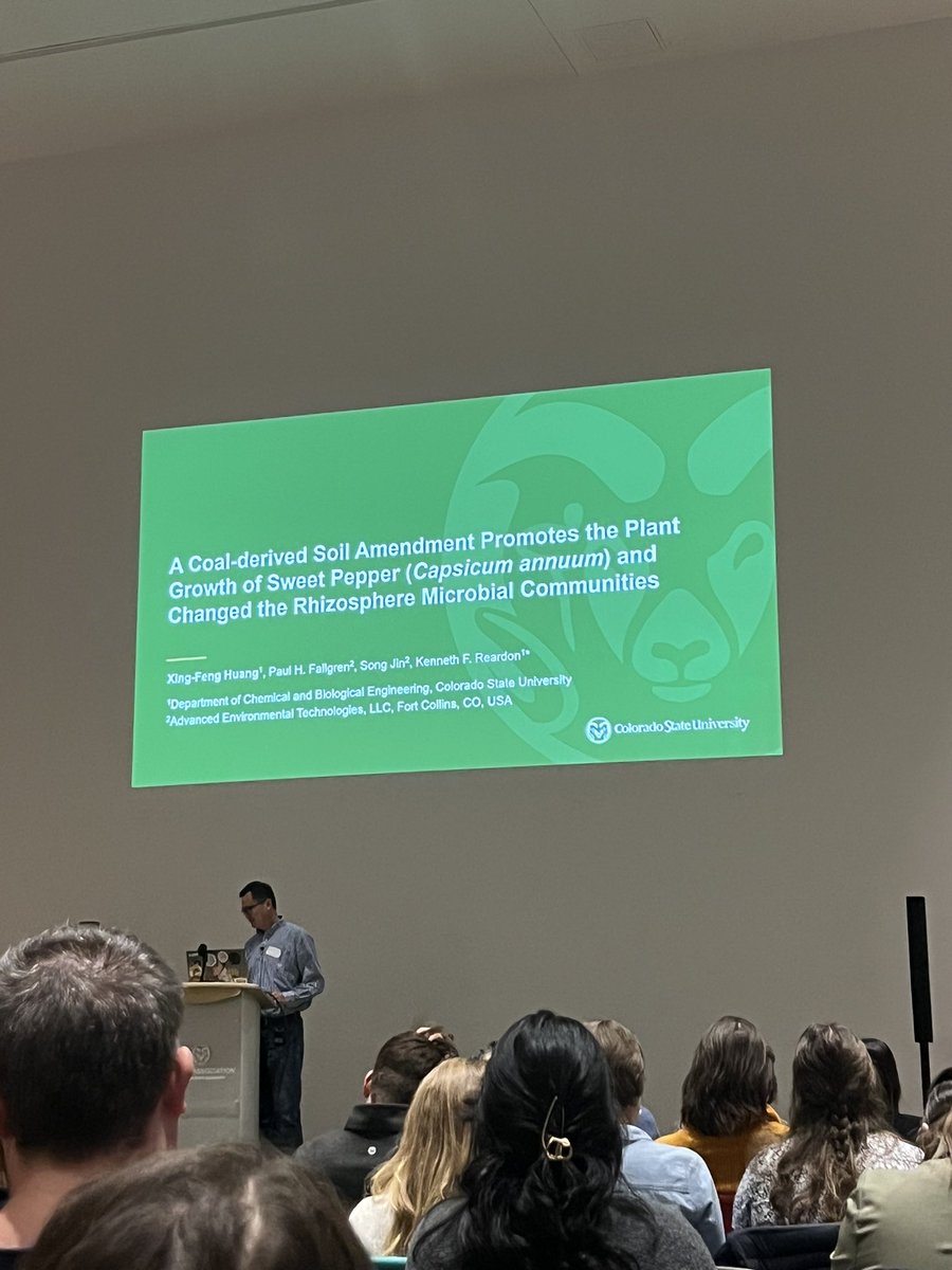 Awesome talk from Xing-Feng Huang presenting his research that shows ‘A coal-derived Soil Amendment Promotes the Plant Growth of Sweet Pepper (Capsicum annum) and Changed the Rhizosphere Microbial Communities.’
