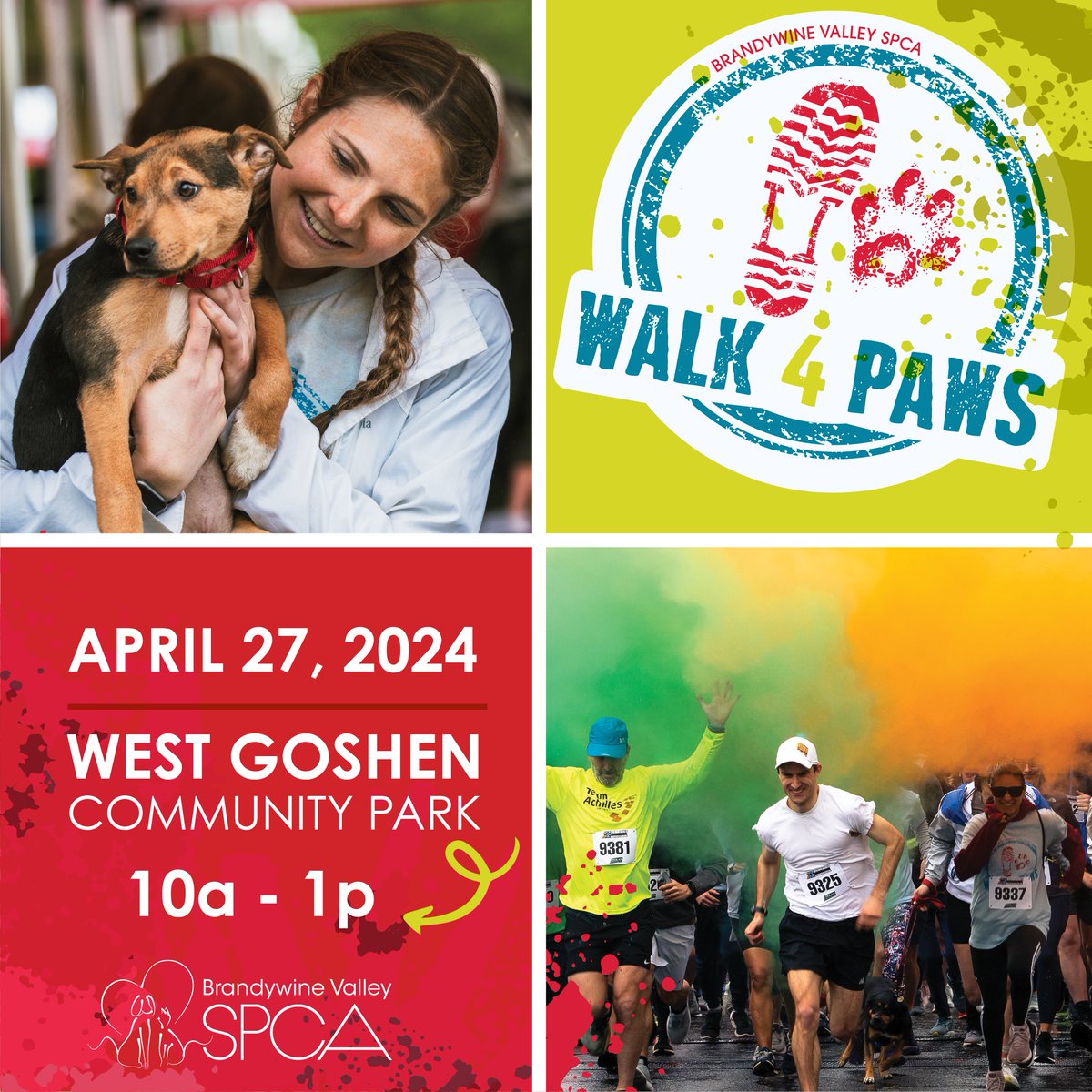 BrandywineSPCA's tweet photo. Weโre 1 WEEK AWAY from our Walk for Paws event on 4/27, so get ready fur a day of fun! Check out our top 5 things to look forward to:
https://t.co/eJmxXzjj7L
๐ 5K Color Run & 1K Walk
๐ถ Live music
๐คก Pet Costume Contest
๐ง Kids Fun Zone
๐ DockDogs
#BVSPCA #WalkforPaws https://t.co/k0CYPDtDzs