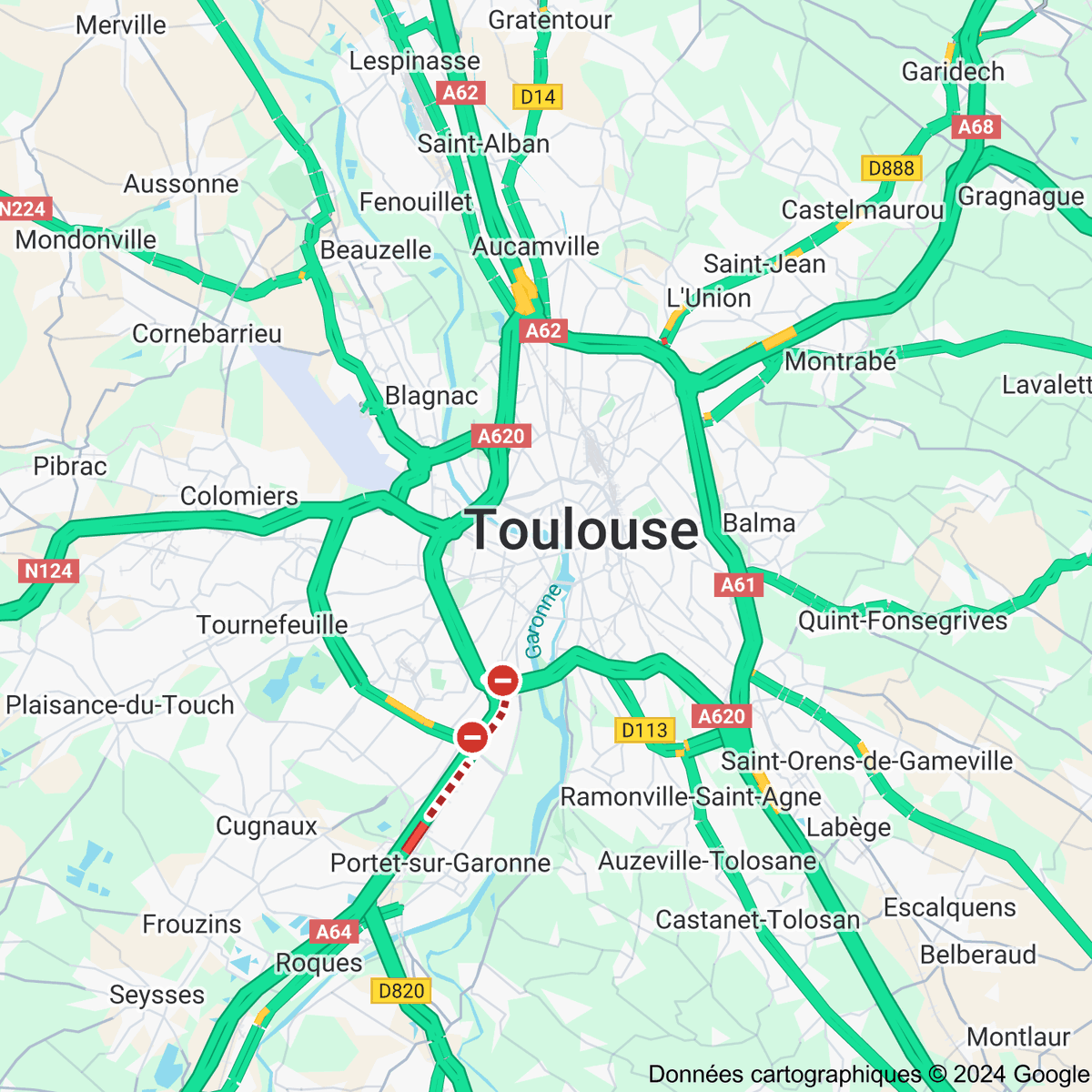 [FLASH 23:00] Trafic routier à Toulouse - toulousetrafic.com #Toulouse #ToulousePeriph #InfoTrafic