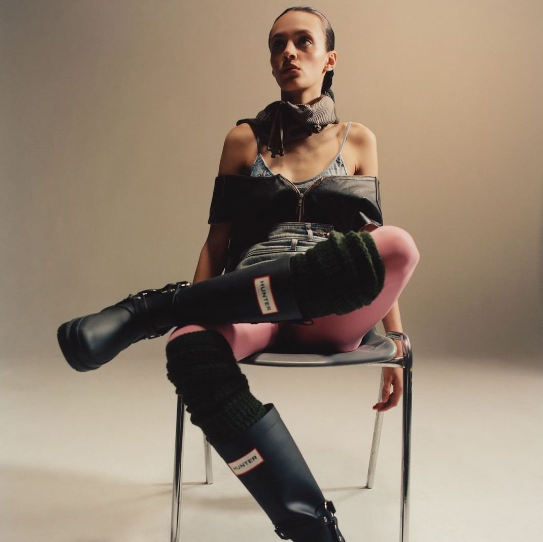 Hunter's iconic footwear blends with Seoul-based fashion label