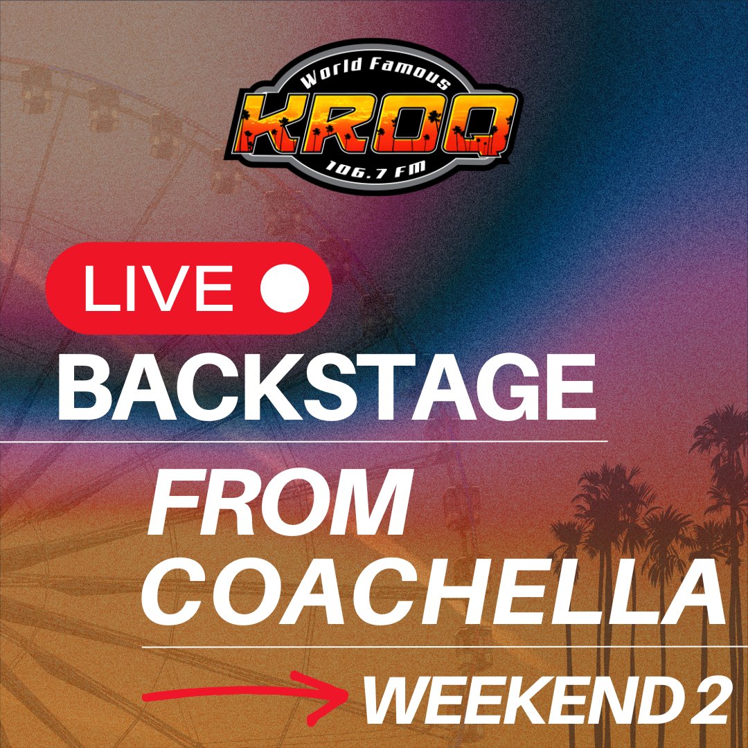 We're broadcasting live from backstage at @coachella all weekend long! Tune in every day from 2-10pm as @MeganHoliday and @KevanKenney keep you filled in on all of the #coachella action! Listen live or stream us on the @audacy app kroq.com/listen