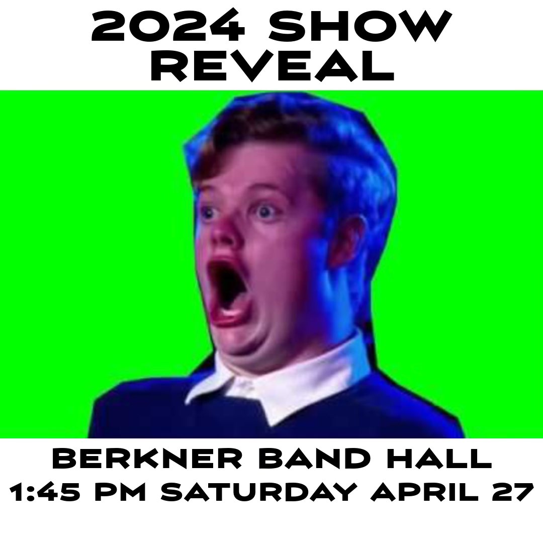 Join us for the Berkner Band 2024 marching show reveal on Saturday, April 27, at 1:45 PM in the band hall!