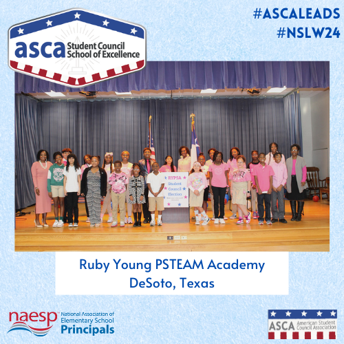 🏆 Congratulations to Ruby Young PSTEAM Academy (@RubyYoungPSA) for receiving the #ASCA Student Council School of Excellence Award! We're proud of your commitment to student success. Keep up the great work! #ASCALeads #NSLW24
For more details: naesp.org/spotlight/ruby…