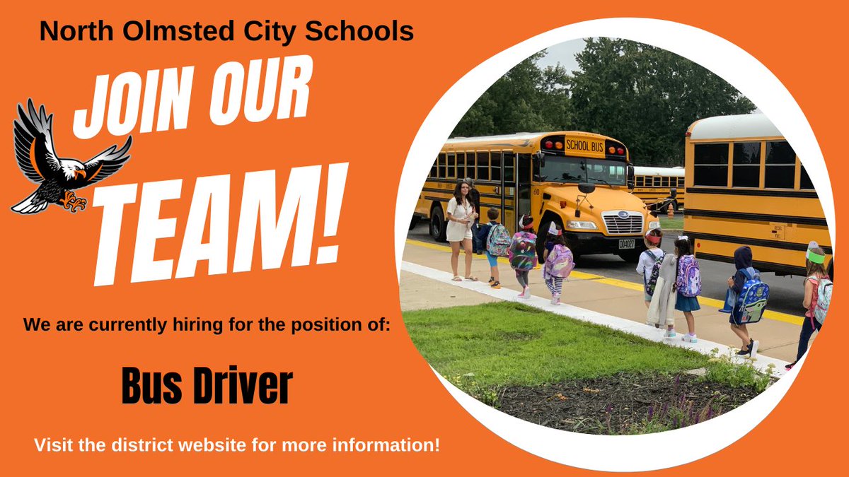 We are already preparing for the upcoming school year and that means we need bus drivers! Training is included! applitrack.com/nolmsted/onlin…