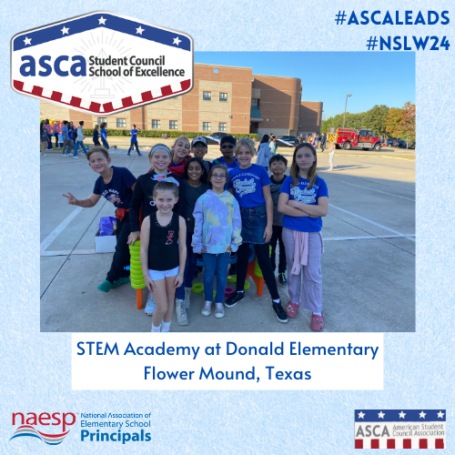🏆 Congratulations to STEM Academy at Donald Elementary (@Donald_ES) for receiving the #ASCA Student Council School of Excellence Award! We're proud of your commitment to student success. Keep up the great work! #ASCALeads #NSLW24 For more details: naesp.org/spotlight/stem…