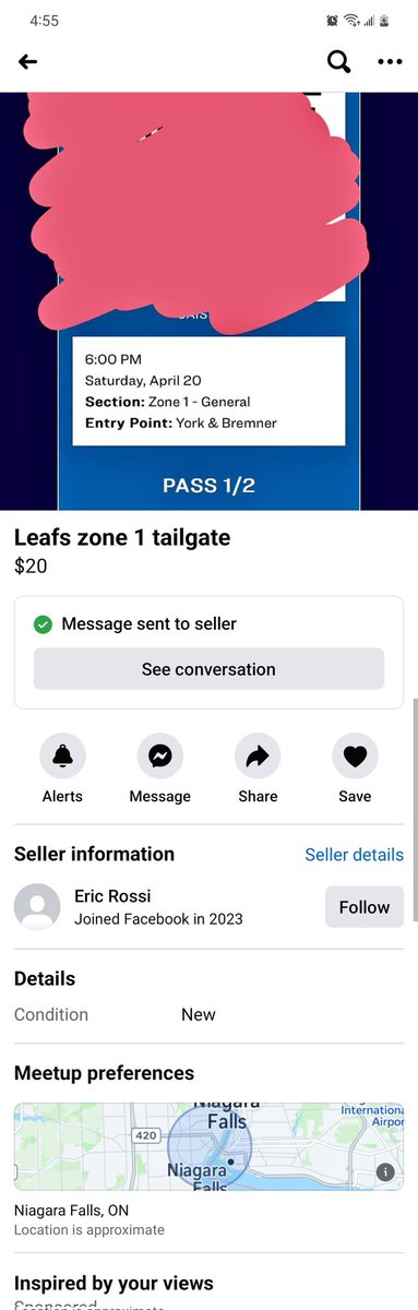 BeckyBooJeffrey's tweet photo. @MapleLeafs it's already happening. People selling #torontomapleleaf tailgate passes on Facebook marketplace. How can they if they are non transferable? https://t.co/fJNF5wpVYm