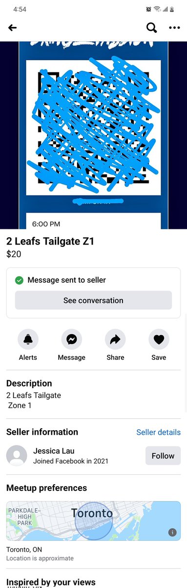 BeckyBooJeffrey's tweet photo. @MapleLeafs it's already happening. People selling #torontomapleleaf tailgate passes on Facebook marketplace. How can they if they are non transferable? https://t.co/fJNF5wpVYm