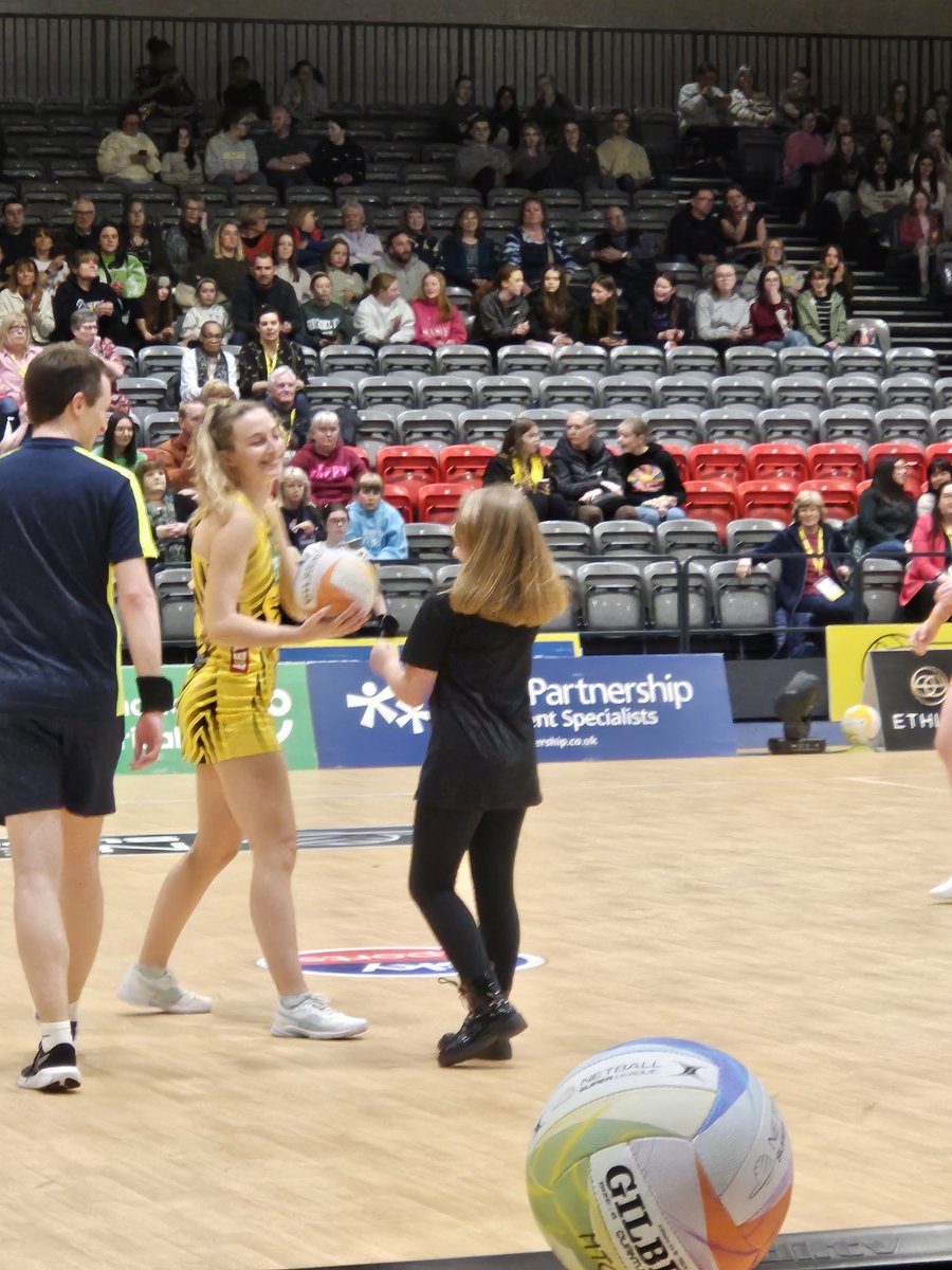 SMC2003's tweet photo. @ststephensaud An epic experience for Evelyn tonight as she presented the match ball at the start of the Thunder game. We also chose &amp; presented the PoM award. We were representing my company who were tonight's match sponsors. https://t.co/ulM7eLNSkR