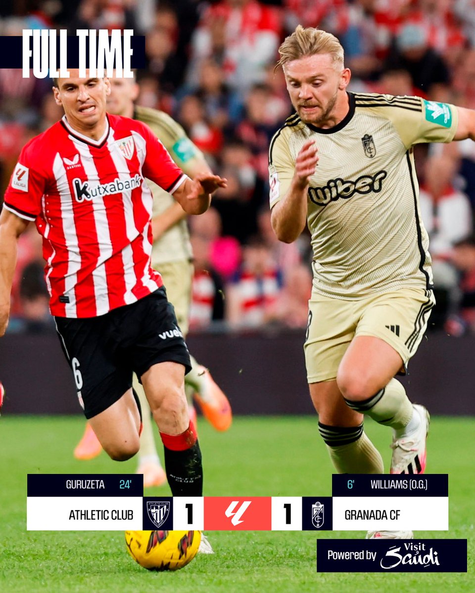 FT #AthleticGranada 1-1 

All square at San Mamés 🤝

#LALIGAEASPORTS | #ResultsByVisitSaudi