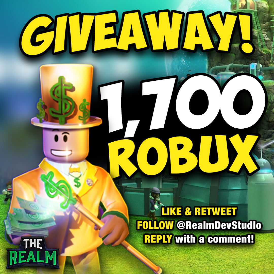 😱 1,700 ROBUX GIVEAWAY 😱

The Realm is hosting a #robuxgiveaway !

A winner will be chosen on Sunday, April 21st!

To enter, you must:

👋FOLLOW US
👋Like & Repost This Post
👋Comment When Done

#robuxgws #robux