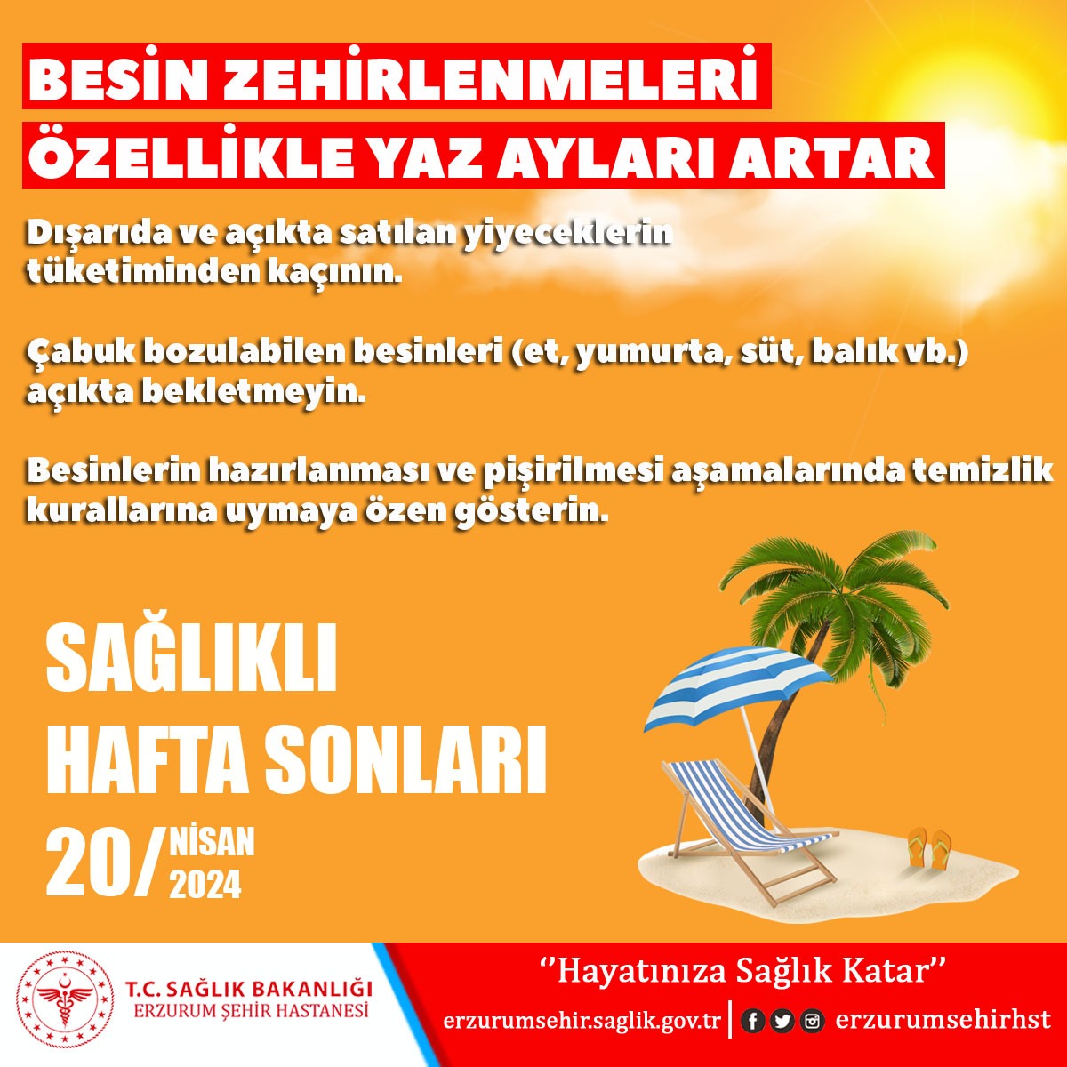 Sağlıklı Hafta Sonları 
#erzurumşehirhastanesi
@dribrahimhakkitor 
#besinzehirlenmesi 
#yaz
#yazmevsimi