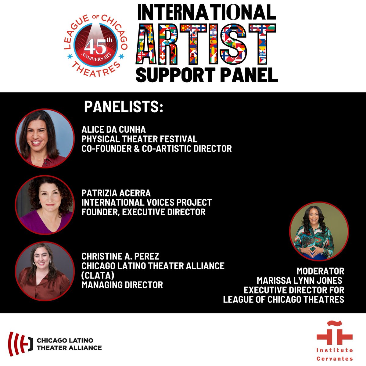 Join us as we gather with leaders from across the arts industry to discuss best practices on how to support international artists.

May 3, 2024 from 2:30-4:30PM at Instituto Cervantes (31 W Ohio St.)
