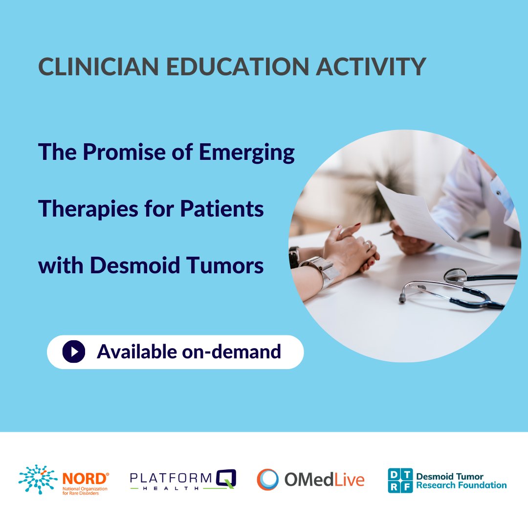 Available on-demand: Watch our free #CME program with @PlatformQHealth. Review data‐based strategies to achieve an earlier diagnosis for patients with #DesmoidTumors: bit.ly/4a1JMi1 For additional CME programs, visit our site at dtrf.org/clinicians-res….