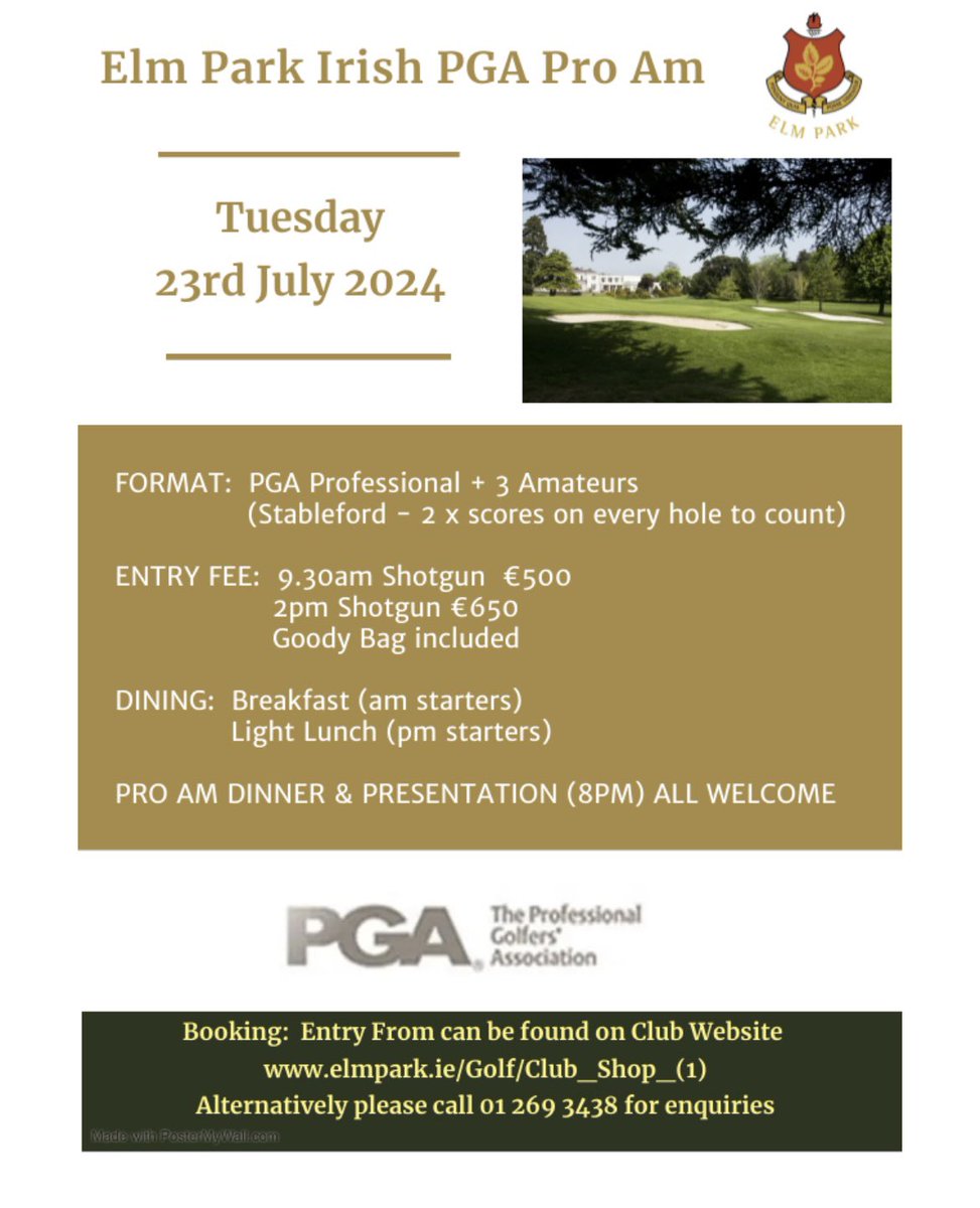 This is a superb event & and a great opportunity to play @ElmParkGolfClub #golfevent @PGA_Ireland @petermorgan7