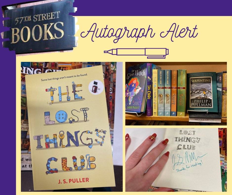 I got to visit @57thstreetbooks for the first time since the pandemic. It's just the platonic ideal of a bookstore. So warm and welcoming. And they let me sign THE LOST THINGS CLUB. #kidlit #mglit