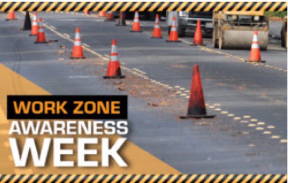 Orange cones mean someone's job is in progress. Respect the #WorkZone by obeying signs, slowing down and merging safely. #WorkZoneSafetyWeek #NWZAW