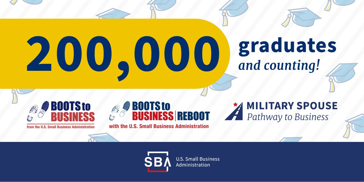 #DYK? @SBAgov’s Boots to Business program has had over 200,000 graduates! Become part of this group of #veterans who have learned #entrepreneurship skills needed to start a #VetBiz. Sign up today: hubs.ly/Q02qFp6R0. Learn more about #LAVBOC ➡️ hubs.ly/Q02qFpqK0