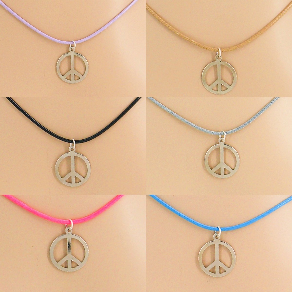 Peace Sign Necklace Choice of 6 Colors Adj 18 inches to 20 inches #surfer #NecklacePendant 
$8.50
➤ grassshacktrading.etsy.com/listing/118510…