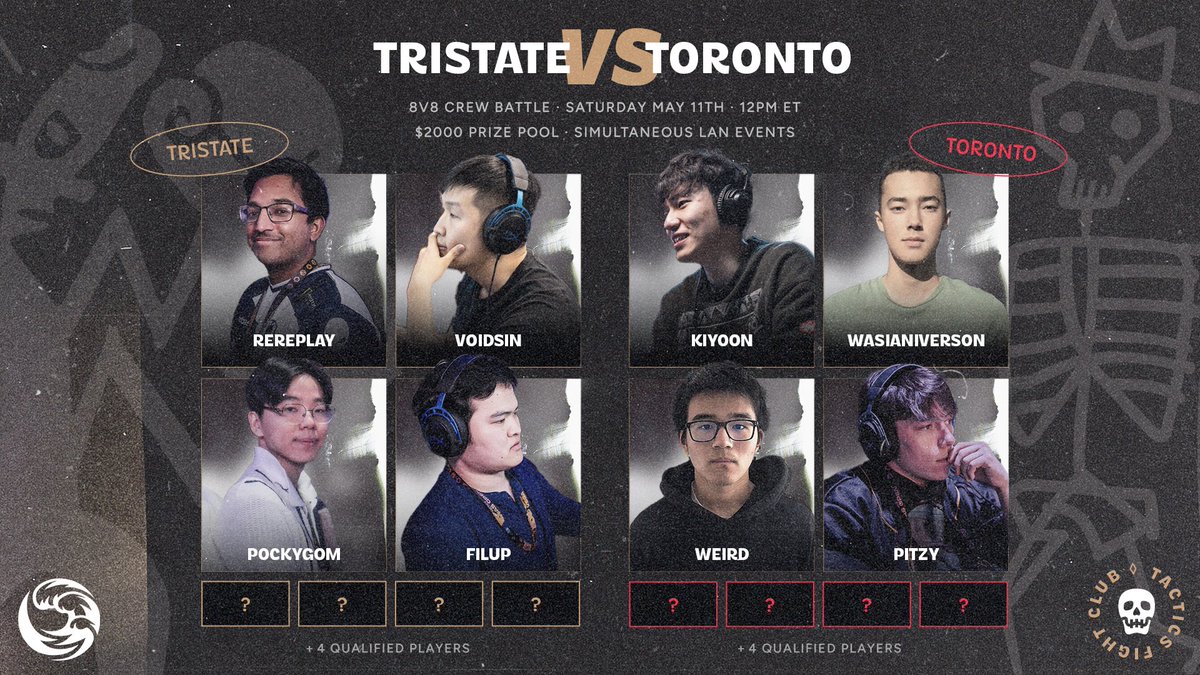 We're hosting the very first 8v8 Crew Battle in TFT! Tristate and Toronto are sending their very best to fight for pride, glory, and their share of $2,000. And best of all, we’ll have a full spectator experience for BOTH regions on LAN. Get your tickets today (see reply)