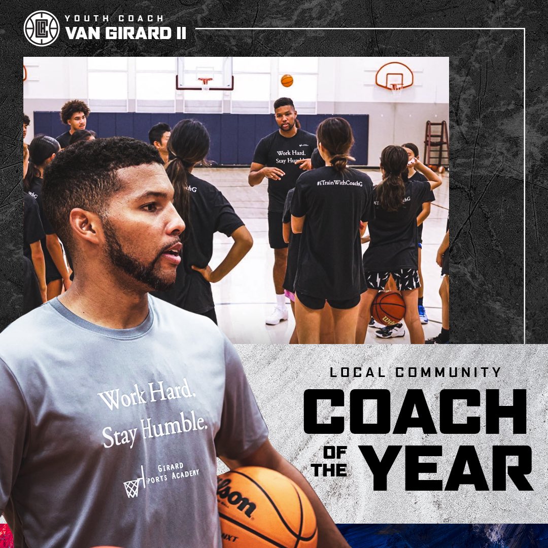 JrClippers's tweet photo. We’re thrilled to announce Coach Van Girard II as our 2024 Community Coach of the Year 🏆 @Vgirard24 @jrnba https://t.co/hfuVJmxVf0