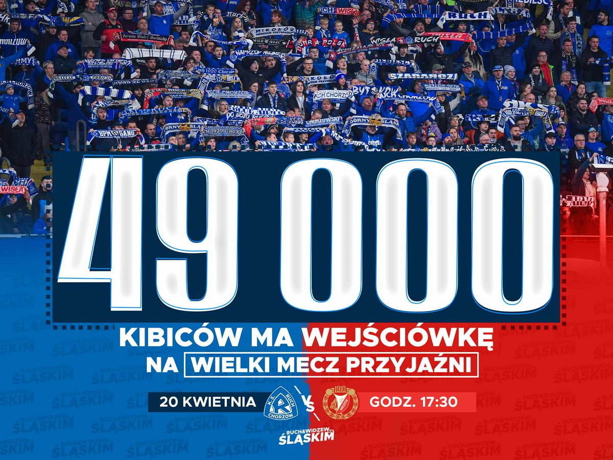 4⃣9⃣0⃣0⃣0⃣ ✔️ 🤯 Kto jeszcze chce zostać rekordzistą i pomoże nam dobić do 50 tysięcy? 😉 _____ 🎟️ bilety.ksruch.com #MeczPrzyjaźni #IdziemypoRekord