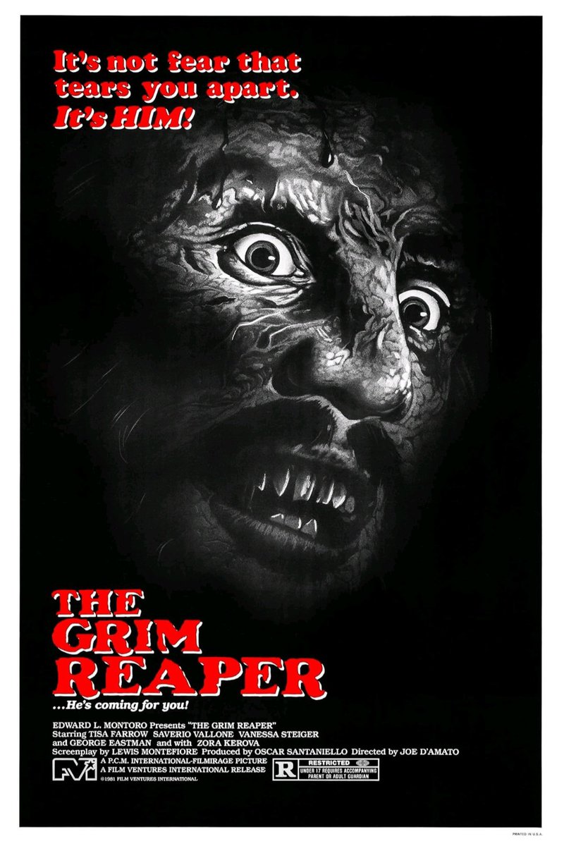 TheFilmFair's tweet photo. Talking taglines: "It's not fear that tears you apart. It's HIM!" #AnthropophagousTheBeast aka #Antropophagus aka #TheGrimReaper (1980 - Dir. #JoeDAmato) #GeorgeEastman #TisaFarrow https://t.co/edKImTTquh